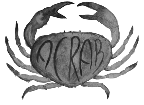 Dessin d'un crabe avec "ACRAB" marqué sur sa carapace