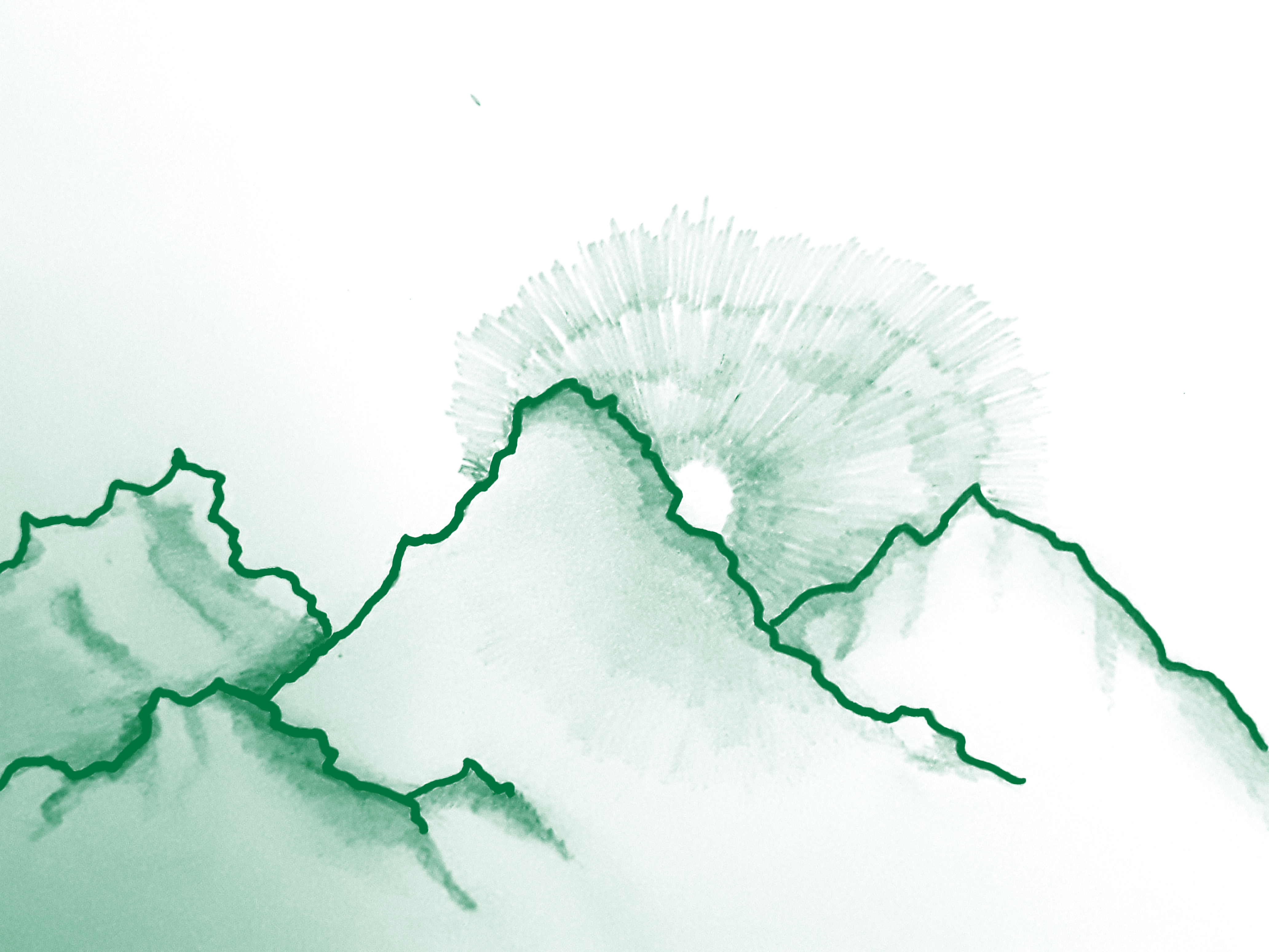 Image de fond : dessin de montagnes vertes